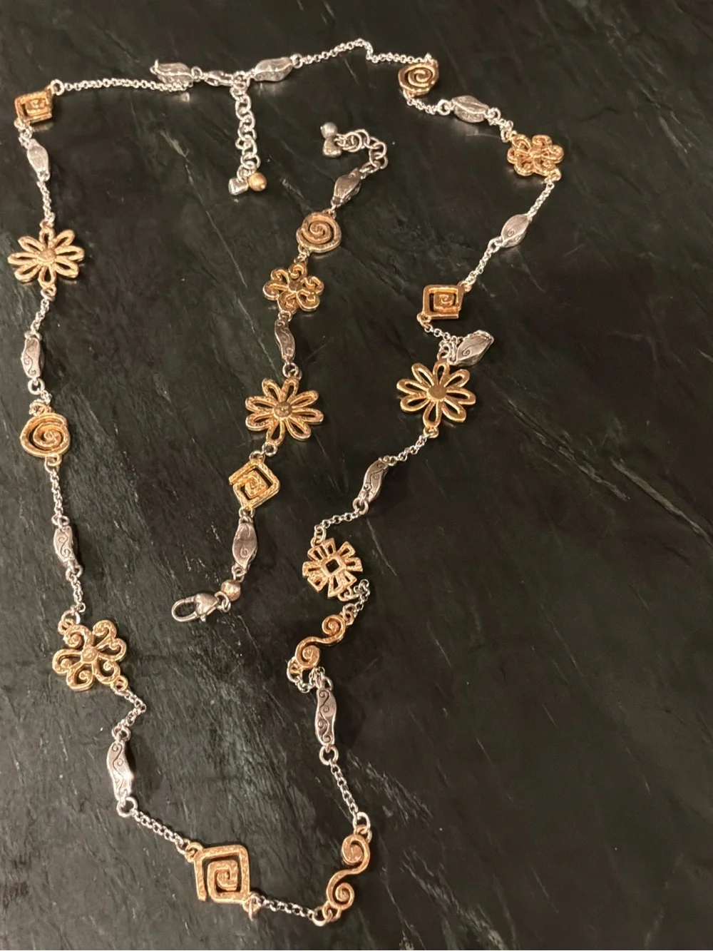 Brighton Two-Tone Floral & Geometric Necklace/Bracelet Set